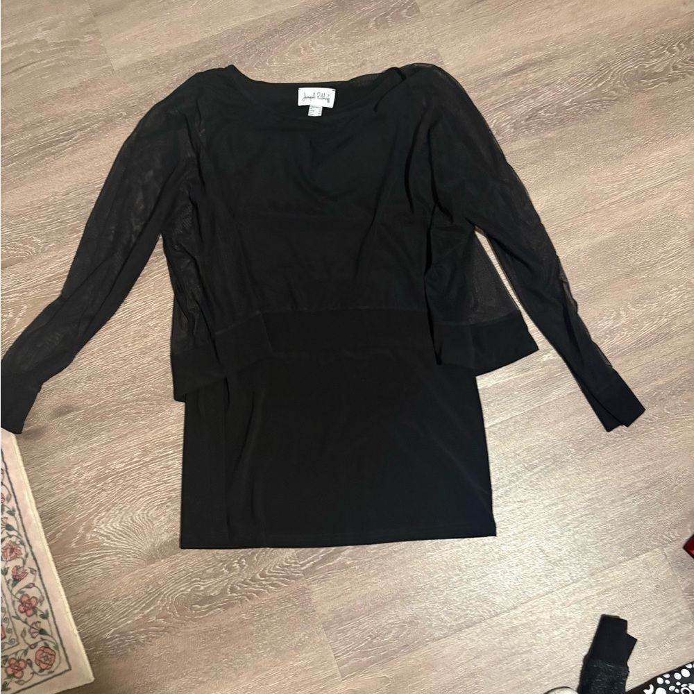 Joseph Ribkoff Black Sheer Sleeve Layered Tunic